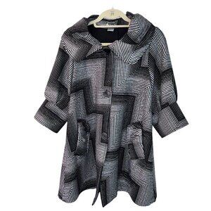 Damee Womens Swing Jacket Black Silver Size Small Art To Wear Polyester Spandex